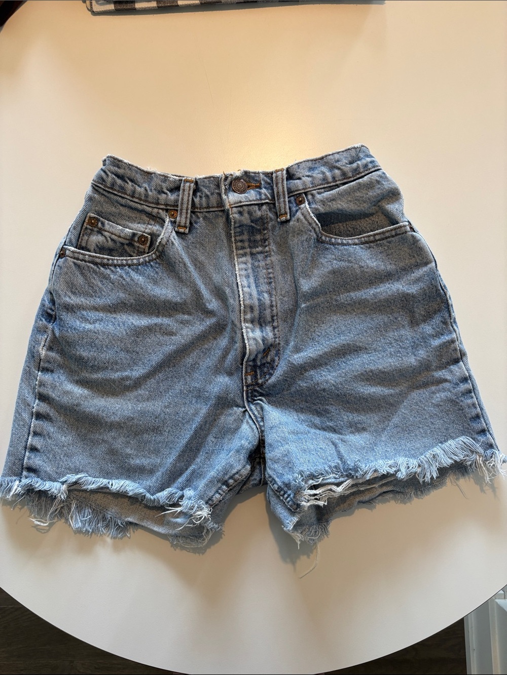 Levi's Light Blue Denim Frayed Hem Women's Shorts